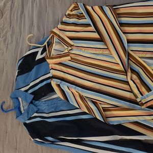 Two lightweight polyester blouses, bold stripes, like new!